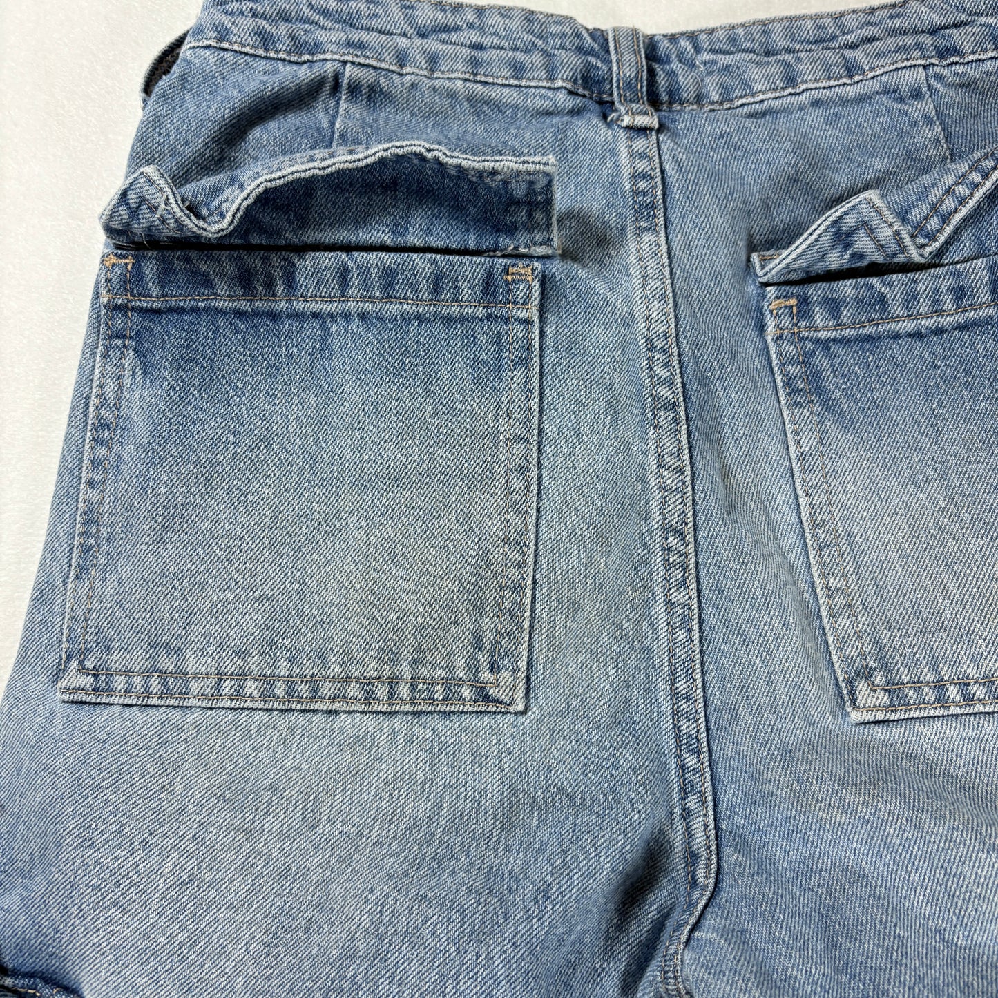 S.O.N.G. Jeans Women’s 3/26 Baggy Cargo Denim Carpenter Pants Light Wash