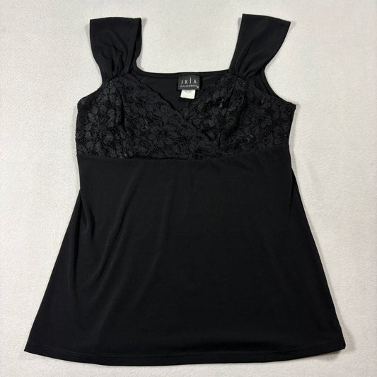 JKLA California Black Lace Top Womens M Sleeveless Stretch Dressy Blouse