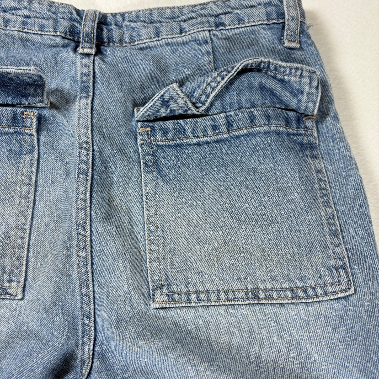 S.O.N.G. Jeans Women’s 3/26 Baggy Cargo Denim Carpenter Pants Light Wash