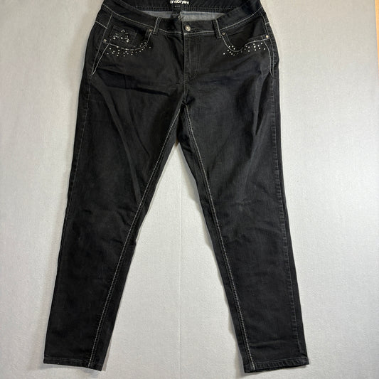 Lane Bryant Skinny Jeans Womens 18 Fits Like 35x29 Black Stretch Y2K Bling