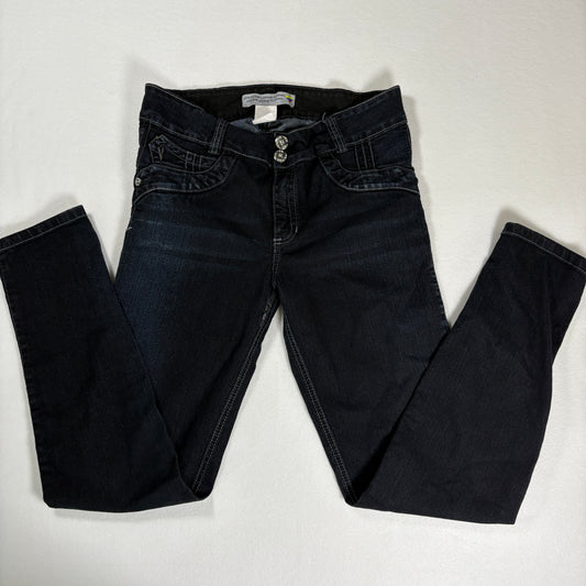 Colombian Jeans Women’s Black Denim Skinny Mid Rise Stretchy Dark Wash Pants