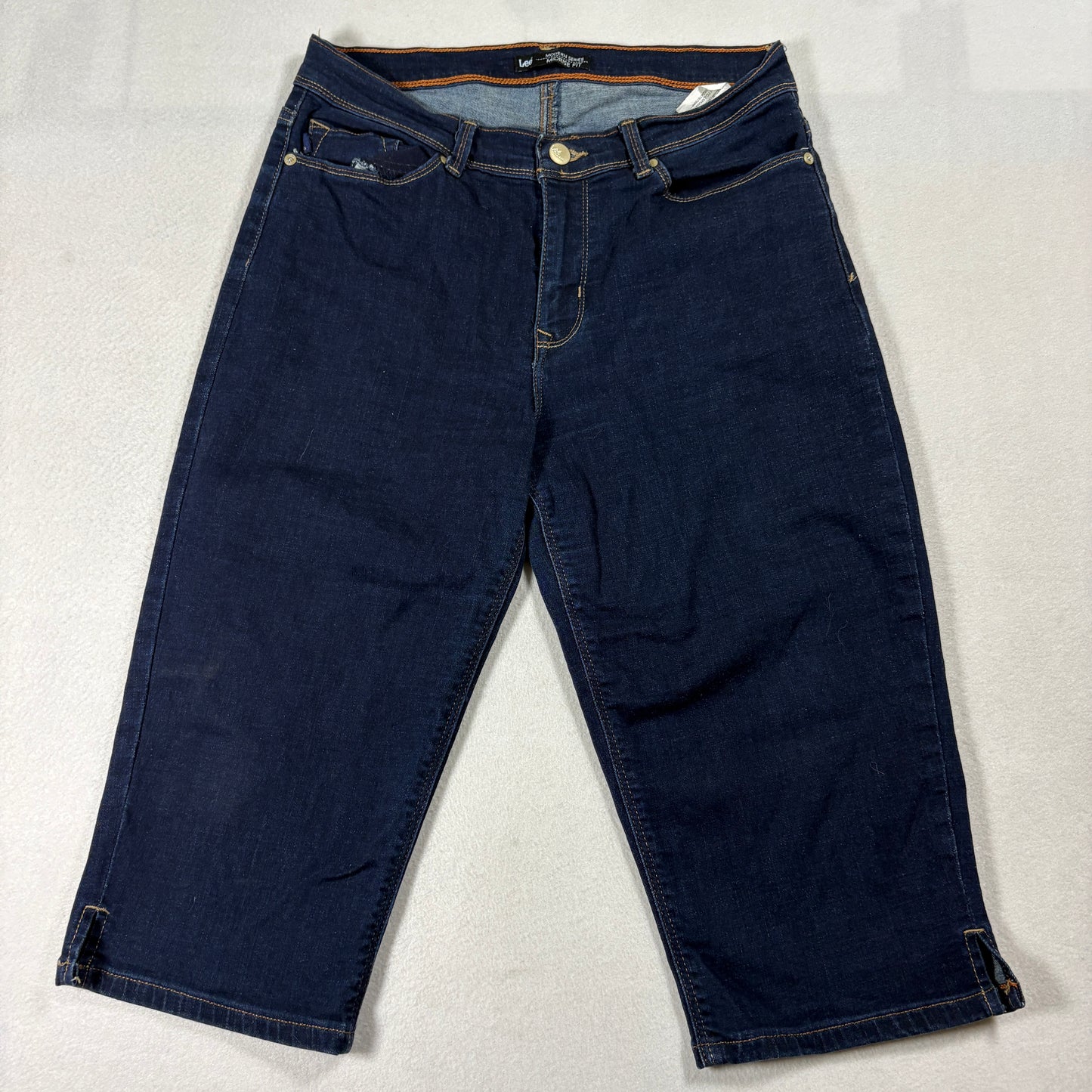 Lee Modern Series Midrise Fit Capri Jeans Womens 10 Dark Wash Stretch Denim