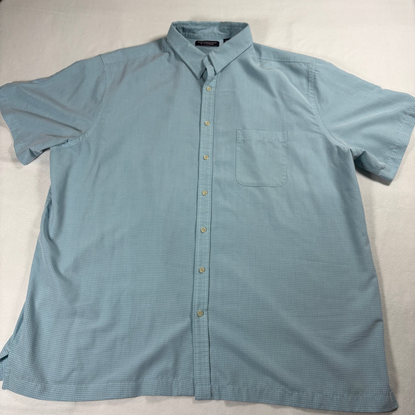 Roundtree & Yorke Shirt Mens 3XT Blue Check Short Sleeve Button Up Tall Big