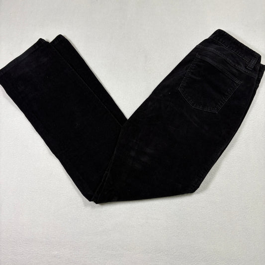 Talbots womens pants 4 curvy black corduroy straight leg high rise classic