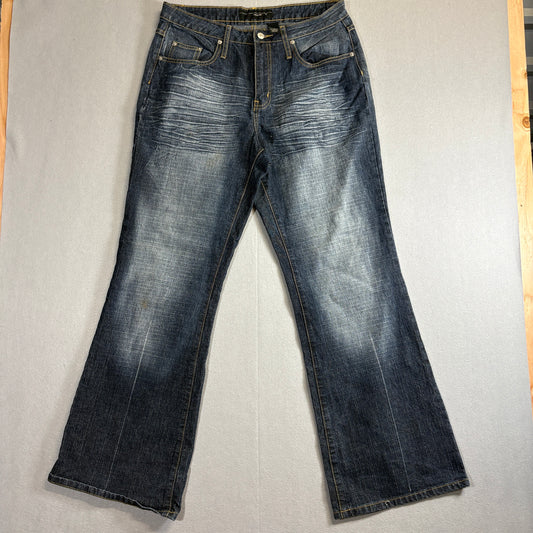 Venezia Flare Jeans Womens 14 Fits Like 33x31 Y2K Dark Wash Stretch