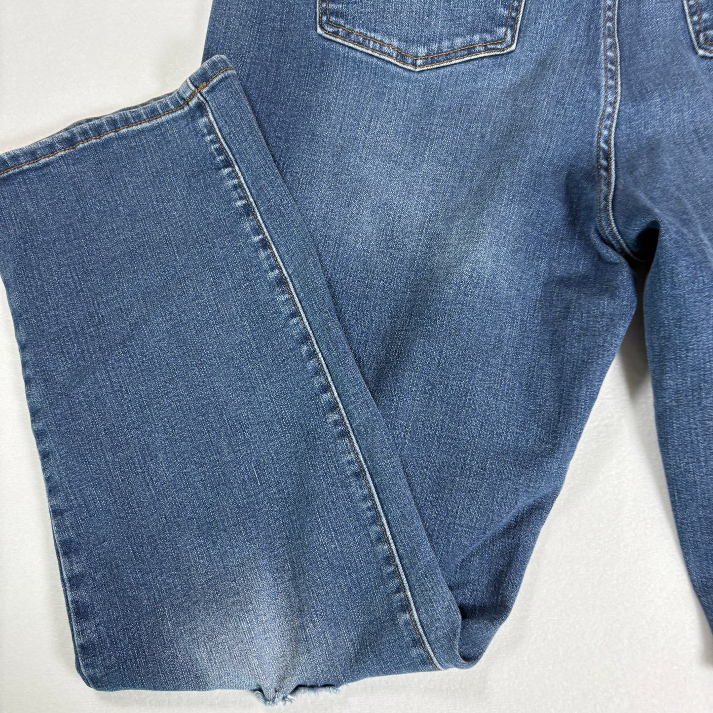 Time and Tru Jeans Women’s 16 Straight Blue Distressed Stretch Mid Rise Denim