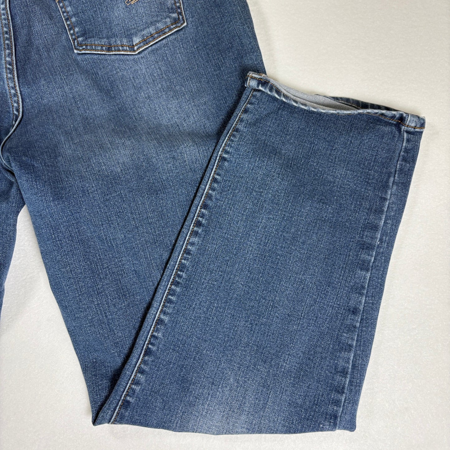 Time and Tru Jeans Women’s 16 Straight Blue Distressed Stretch Mid Rise Denim