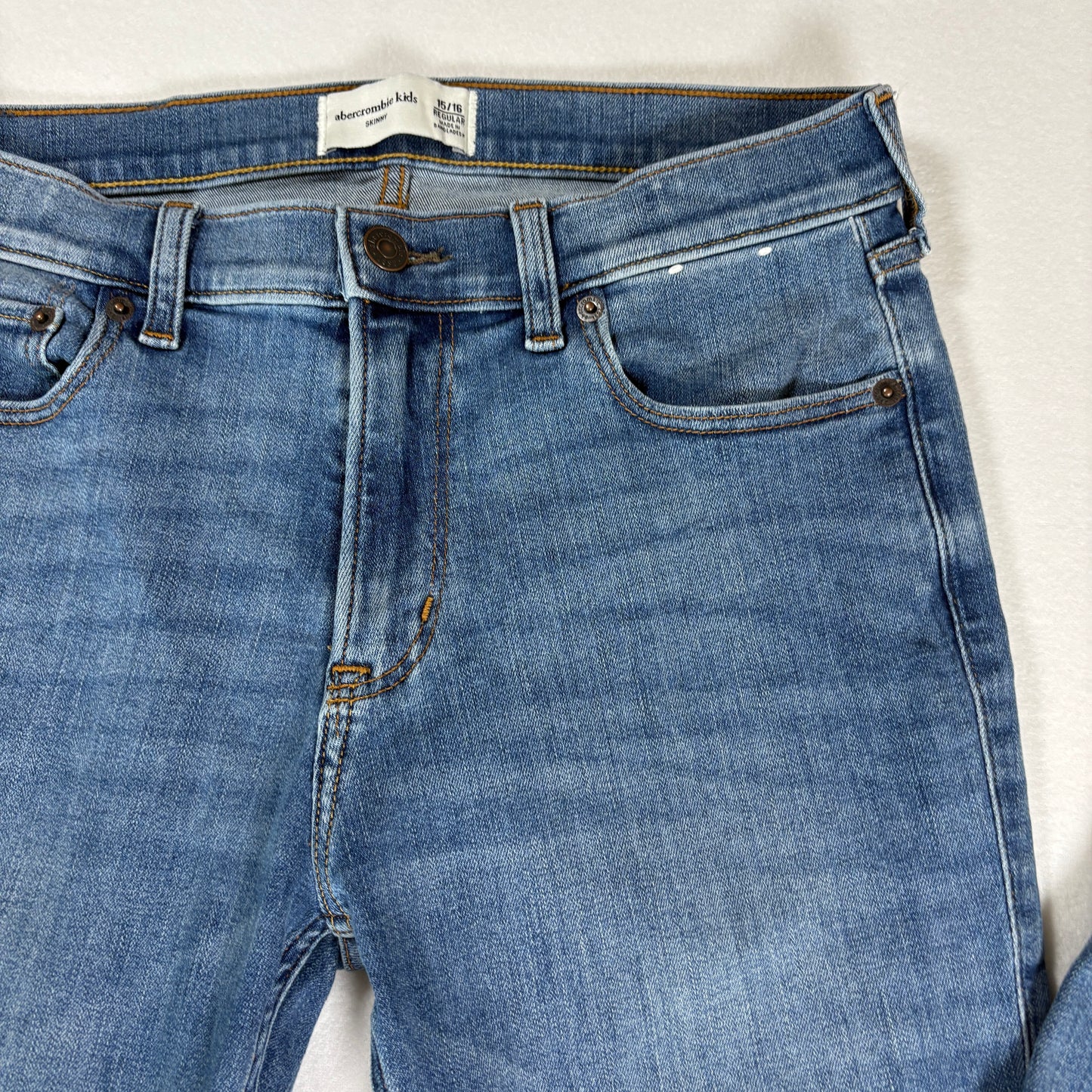 Abercrombie Kids Jeans 15/16 Blue Bootcut Distressed Stretch Denim Regular Fit