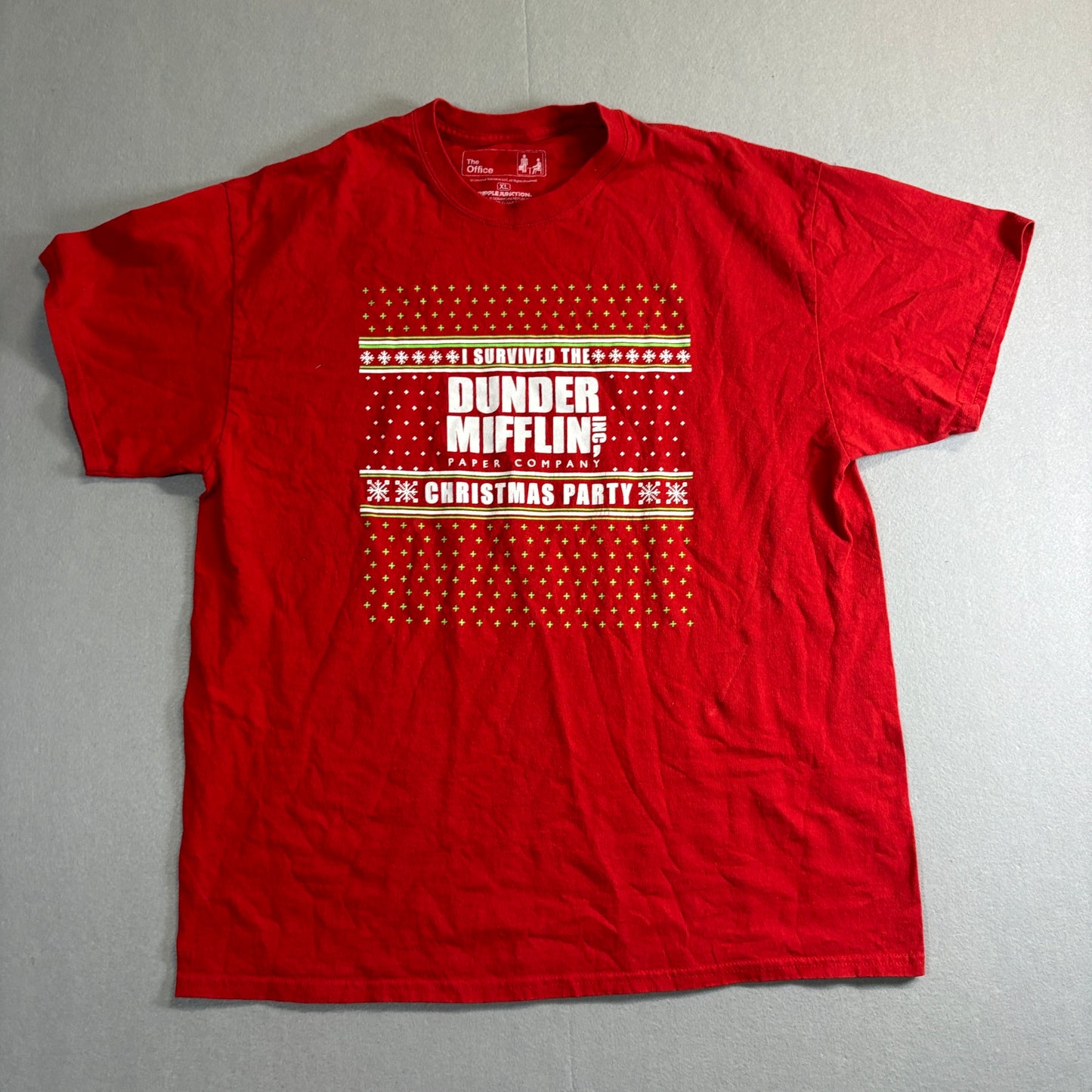 The Office Dunder Mifflin Christmas Party T Shirt XL Red Graphic Tee TV Show