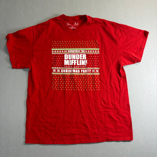 The Office Dunder Mifflin Christmas Party T Shirt XL Red Graphic Tee TV Show