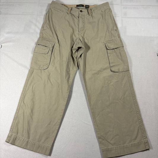 Eddie Bauer Utility Fit Cargo Pants Mens 35x30 Khaki 100% Cotton Pockets