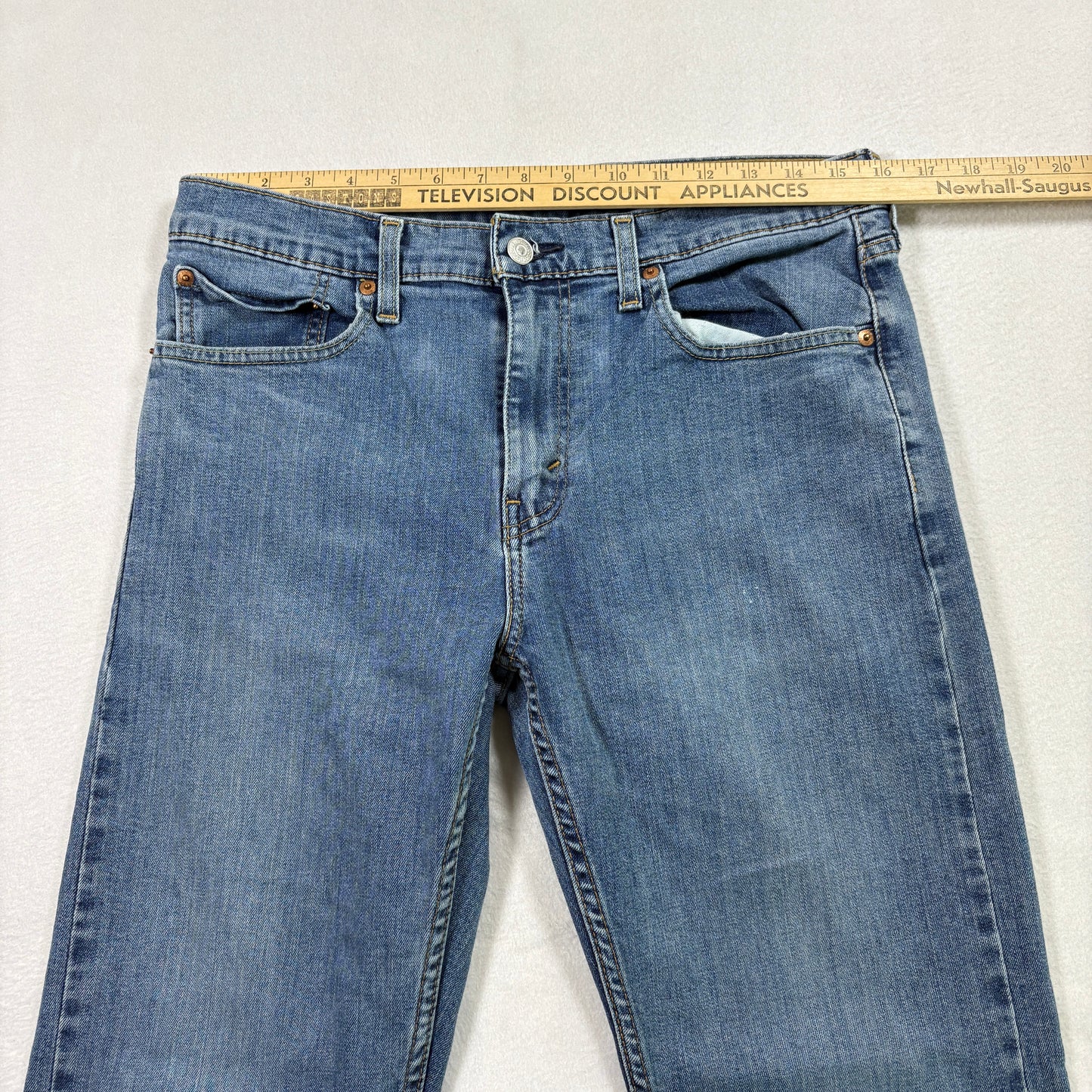 Levis mens 32x32 jeans blue denim straight leg performance stretch distressed