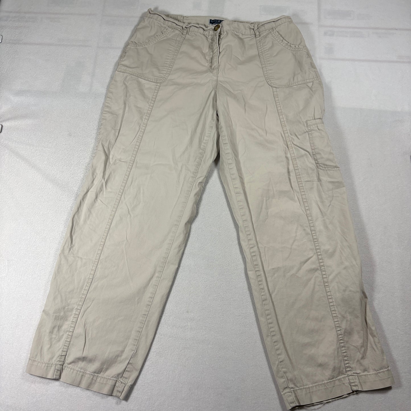 Karen Scott Petites Cargo Pants Womens Beige Cotton Utility Pockets