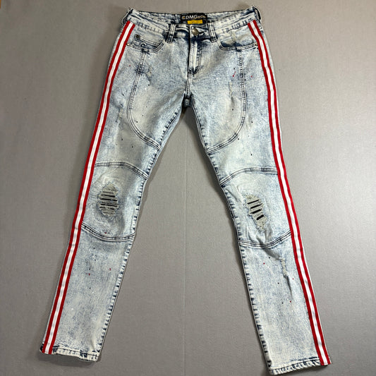 CDMG & Co Biker Skinny Jeans 30x32 Fits Like 30x29 Distressed Moto Y2K