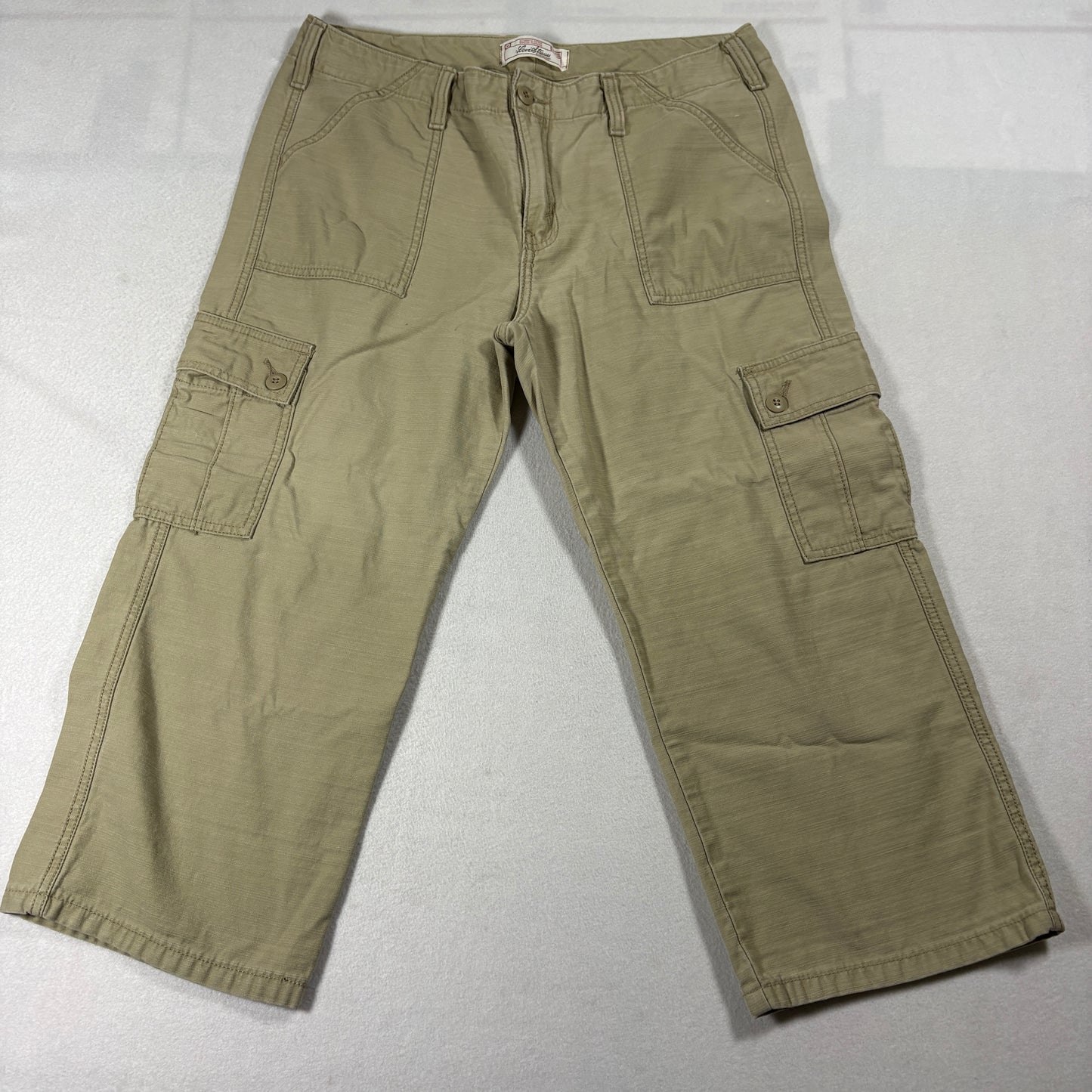 Levi Strauss Signature Cargo Pants Womens 12 Khaki 100% Cotton Utility
