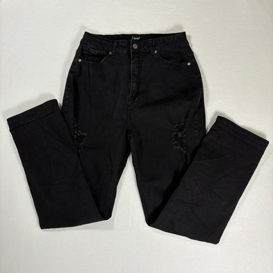 Legend Jeans Women’s 7 Black Distressed High Rise Stretch Denim Pants