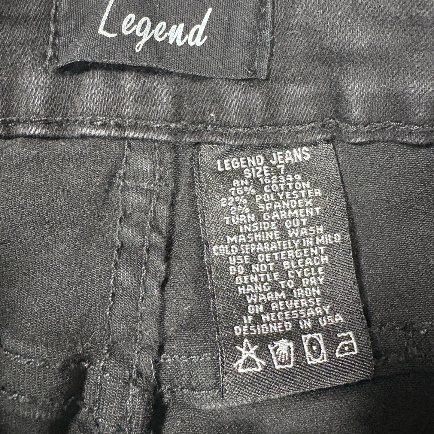 Legend Jeans Women’s 7 Black Distressed High Rise Stretch Denim Pants