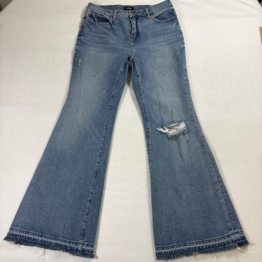 Express Jeans Womens 8S Flare Mid Rise Distressed Y2K Denim Blue Retro VintageXX