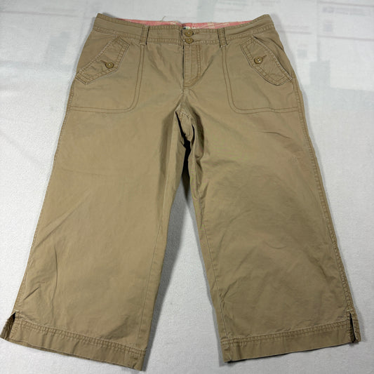 Old Navy Pants Womens 14 Khaki Crop Capri Cotton Casual Mid Rise