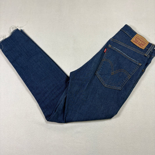 Levi’s Womens Mile High Super Skinny Jeans 29x30 Dark Blue High Rise Y2K Raw Hem