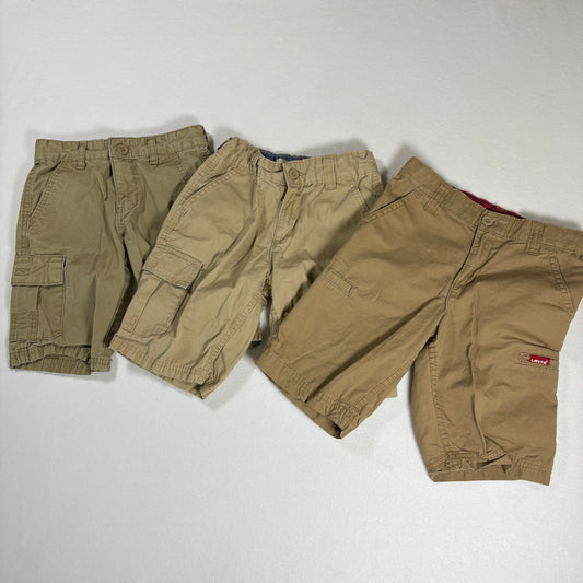 Levi’s Boys Shorts Lot of 3 Size 6–7 Cargo Khaki Tan Cotton Adjustable Waist