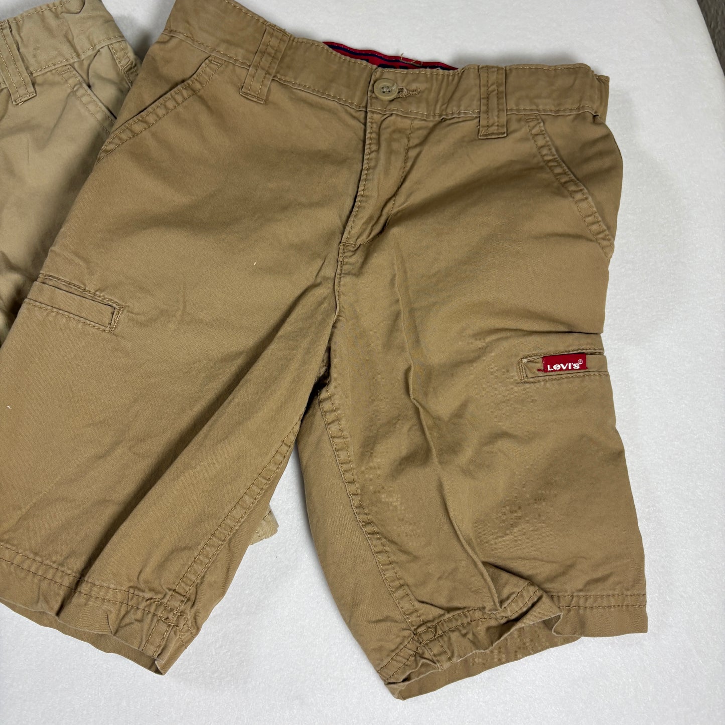 Levi’s Boys Shorts Lot of 3 Size 6–7 Cargo Khaki Tan Cotton Adjustable Waist
