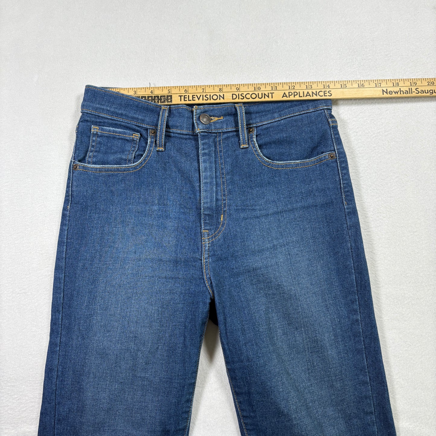 Levi’s Womens Mile High Super Skinny Jeans 29x30 Dark Blue High Rise Y2K Raw Hem