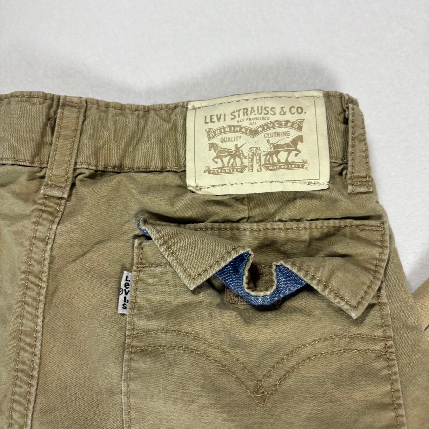 Levi’s Boys Shorts Lot of 3 Size 6–7 Cargo Khaki Tan Cotton Adjustable Waist