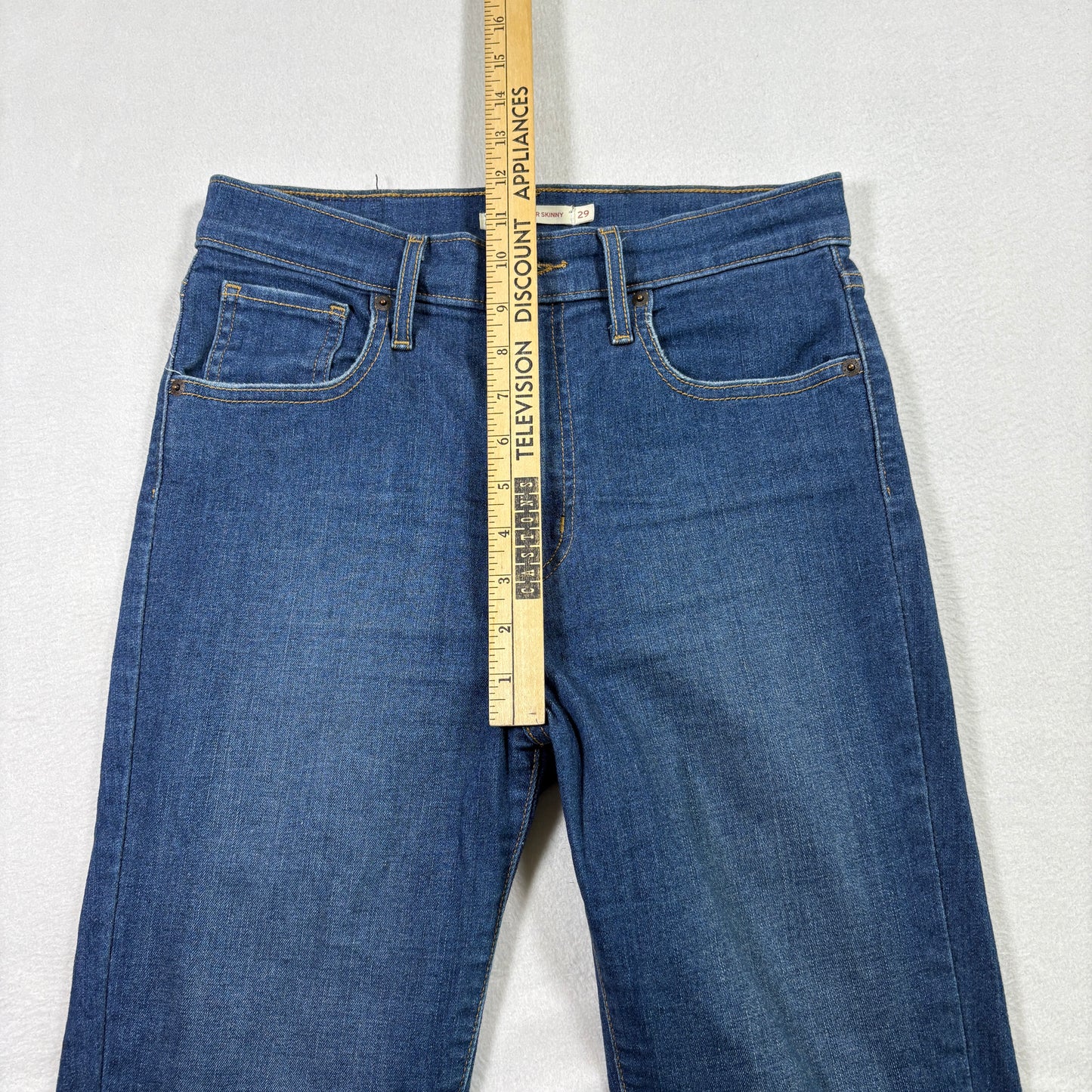 Levi’s Womens Mile High Super Skinny Jeans 29x30 Dark Blue High Rise Y2K Raw Hem