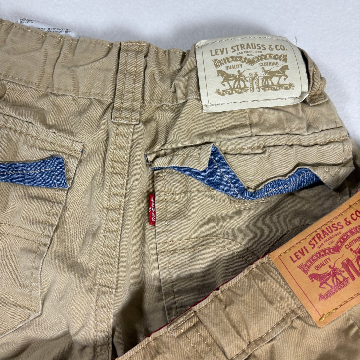 Levi’s Boys Shorts Lot of 3 Size 6–7 Cargo Khaki Tan Cotton Adjustable Waist