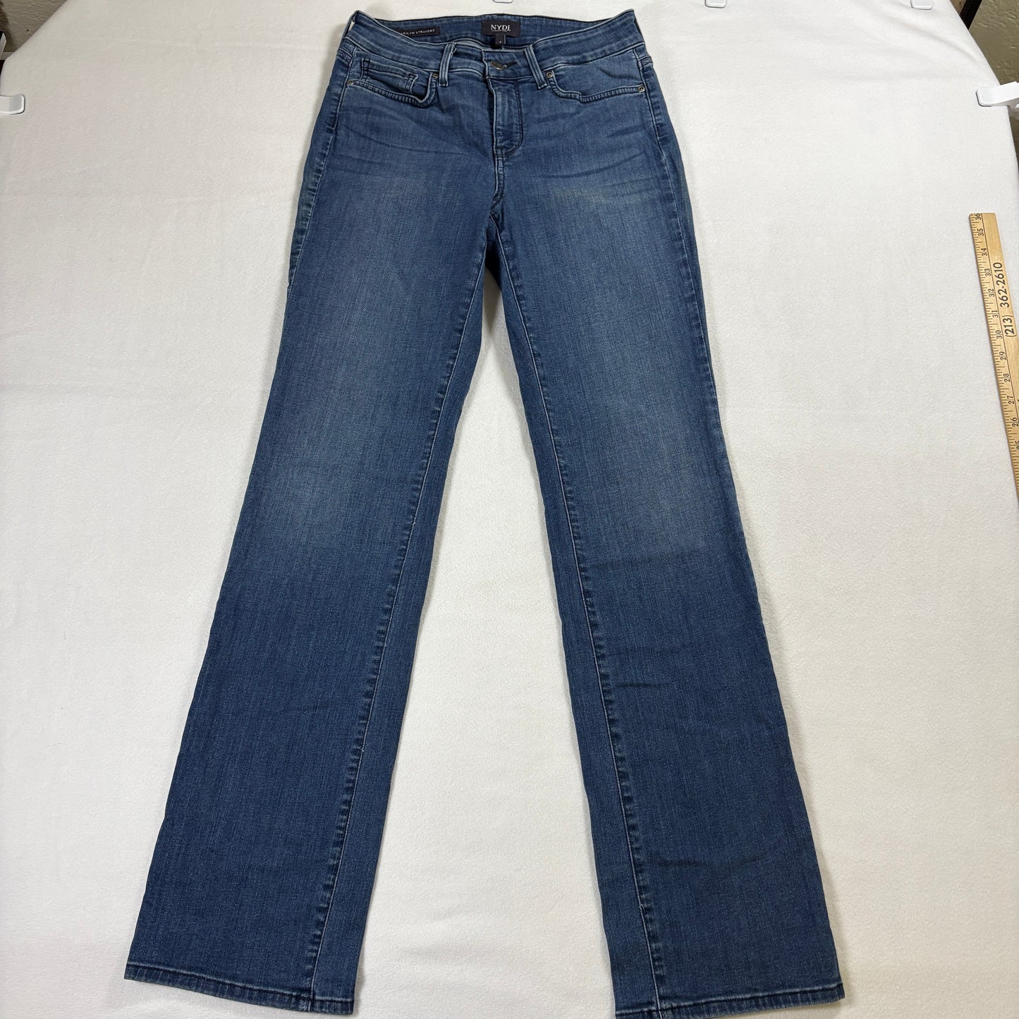 NYDJ Jeans Womens 4 Marilyn Straight Lift Tuck Blue Denim Classic Fit