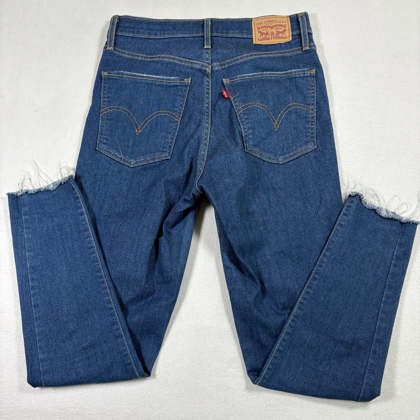 Levi’s Womens Mile High Super Skinny Jeans 29x30 Dark Blue High Rise Y2K Raw Hem