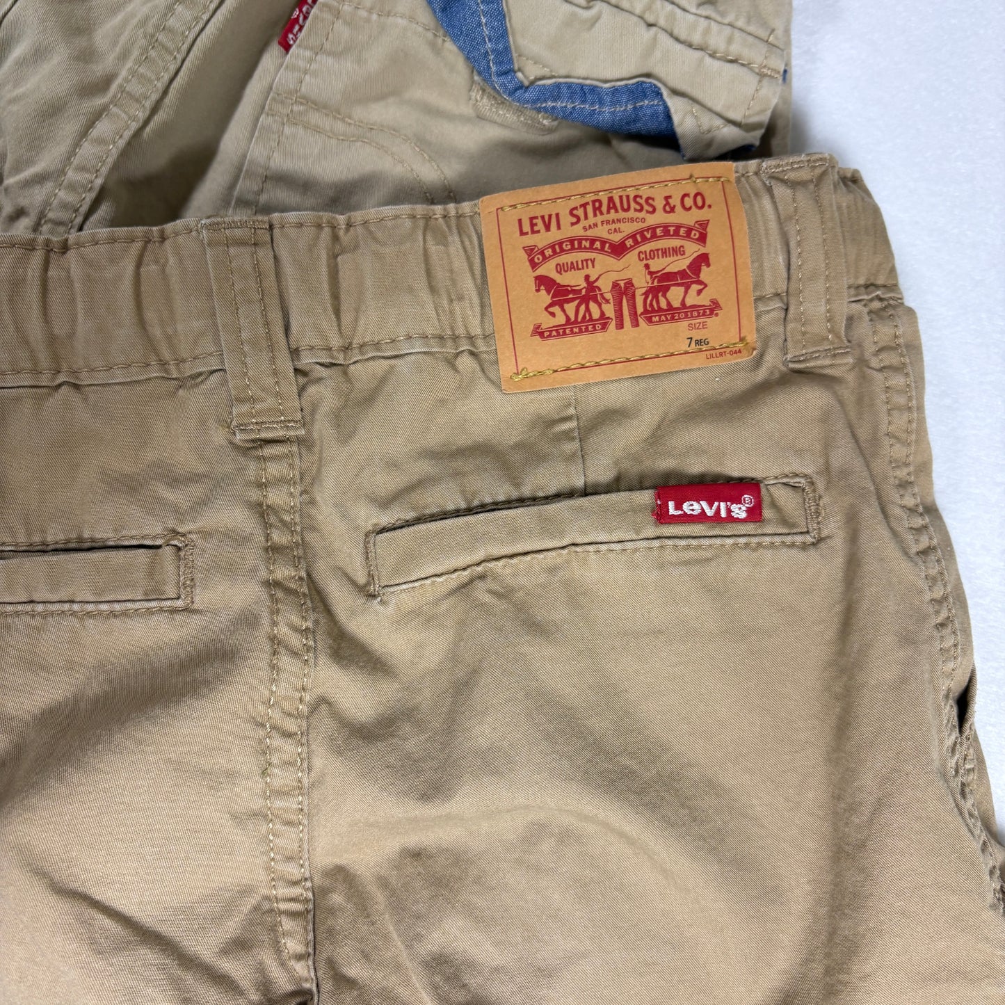 Levi’s Boys Shorts Lot of 3 Size 6–7 Cargo Khaki Tan Cotton Adjustable Waist