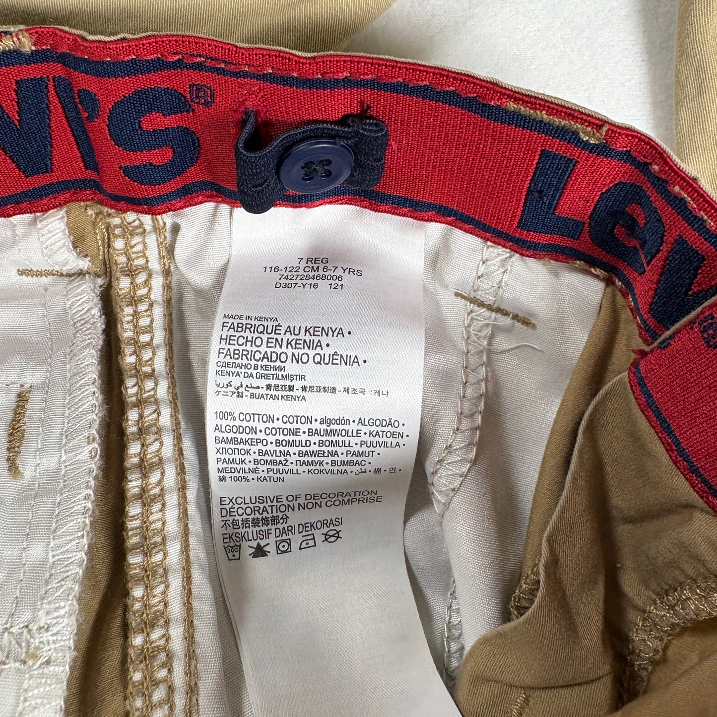 Levi’s Boys Shorts Lot of 3 Size 6–7 Cargo Khaki Tan Cotton Adjustable Waist