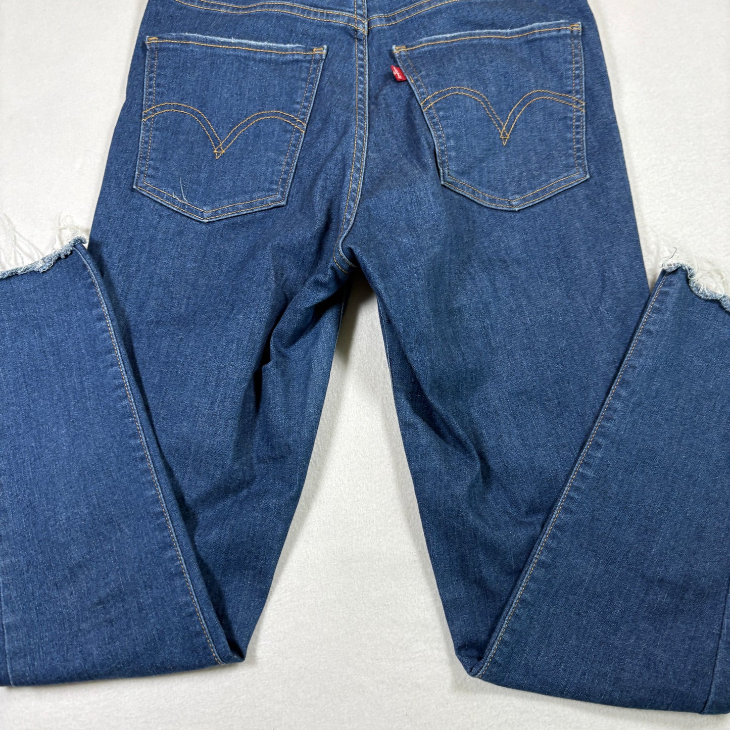 Levi’s Womens Mile High Super Skinny Jeans 29x30 Dark Blue High Rise Y2K Raw Hem