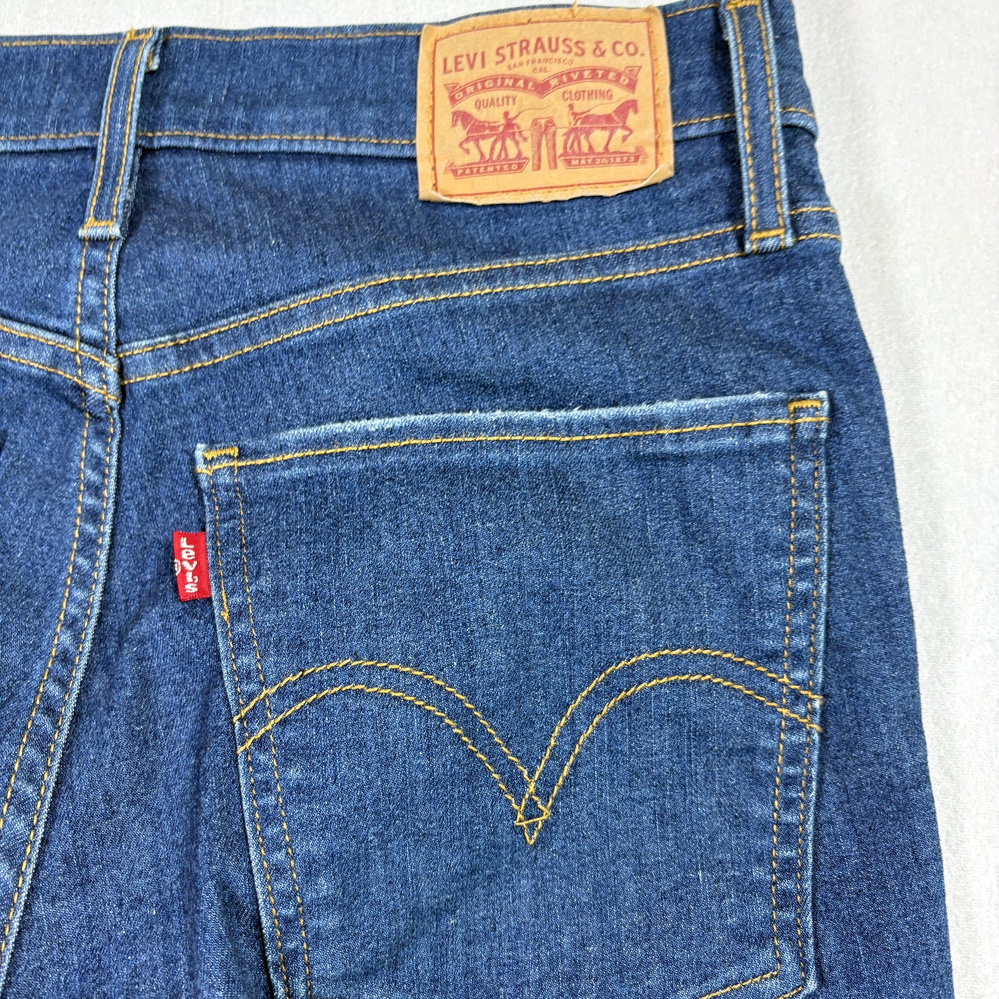 Levi’s Womens Mile High Super Skinny Jeans 29x30 Dark Blue High Rise Y2K Raw Hem