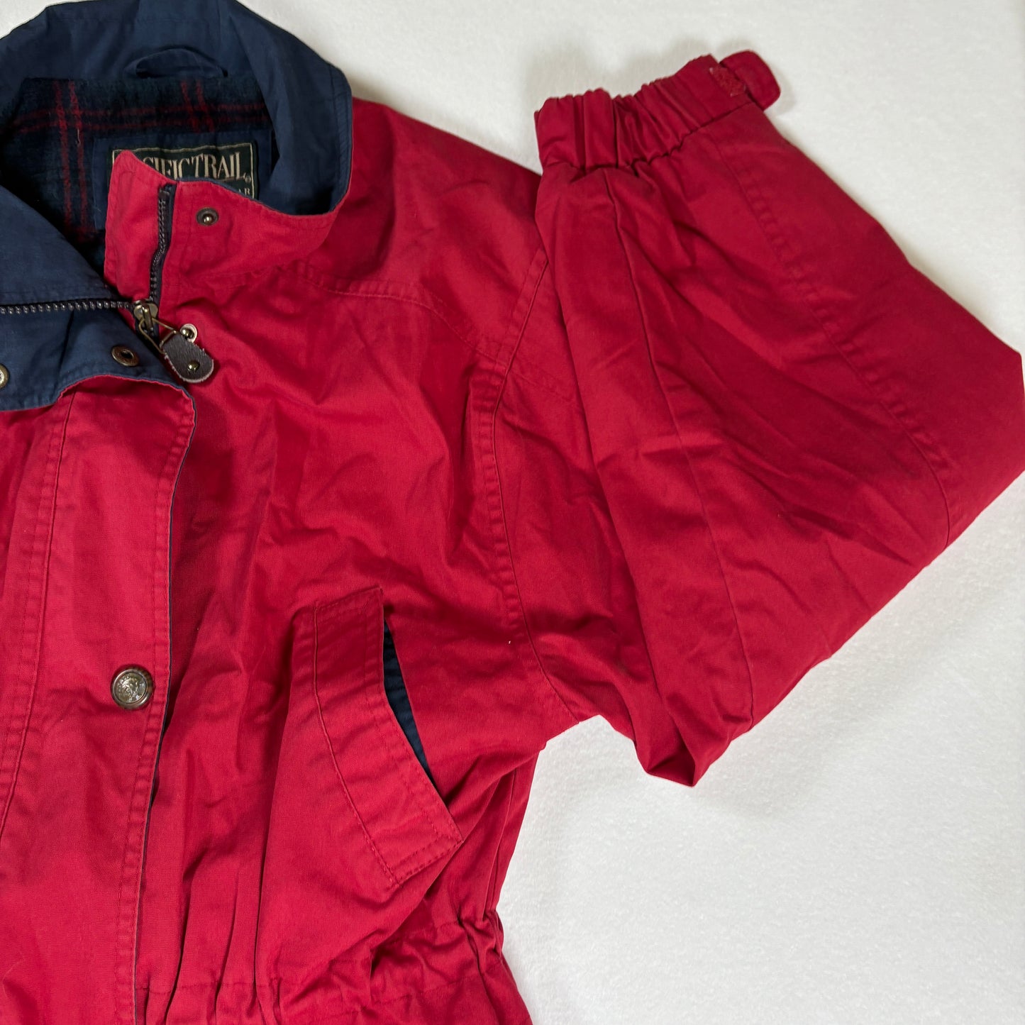 Pacific Trail Jacket Women’s Small Red Outdoor Utility Parka Snap Pockets Vintage