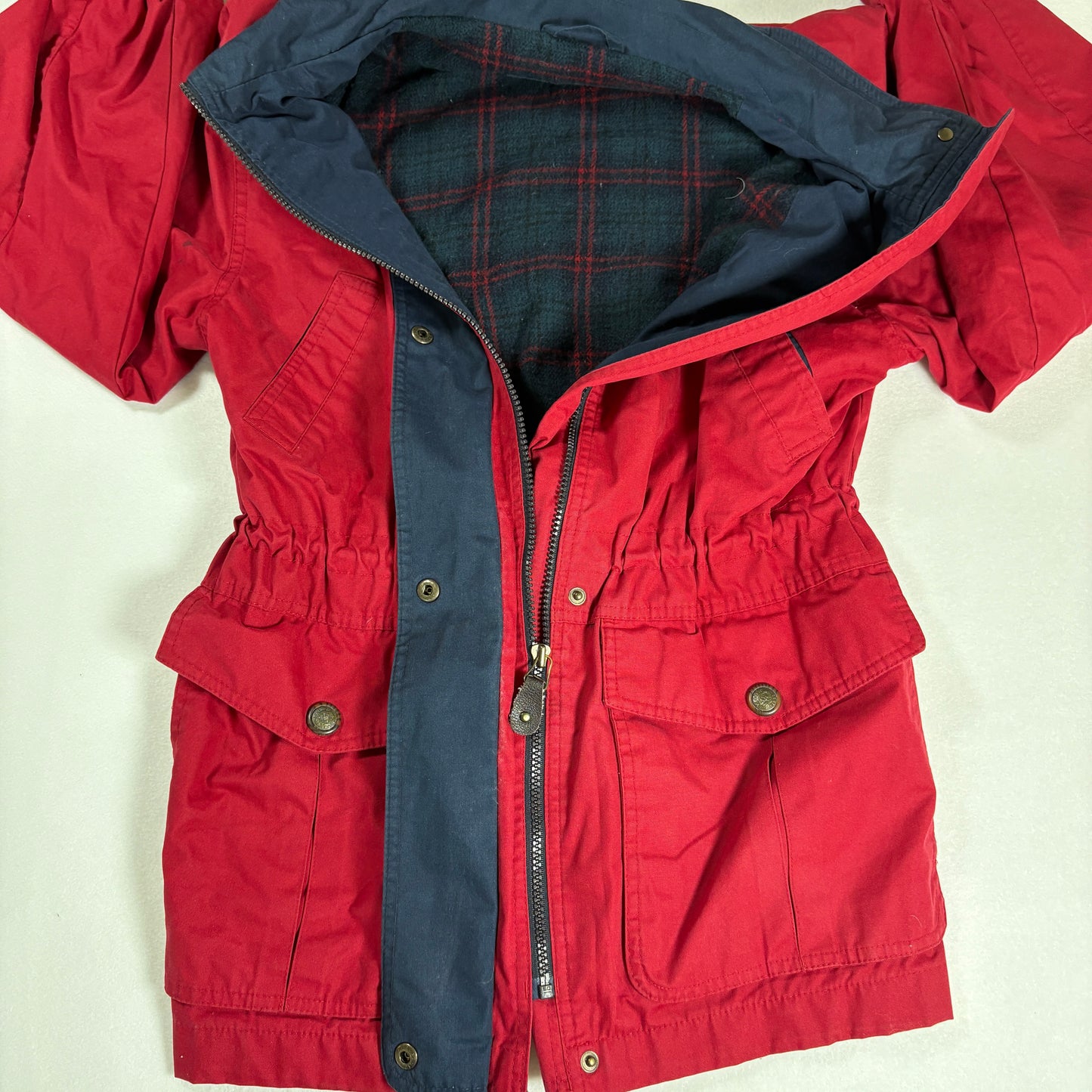 Pacific Trail Jacket Women’s Small Red Outdoor Utility Parka Snap Pockets Vintage