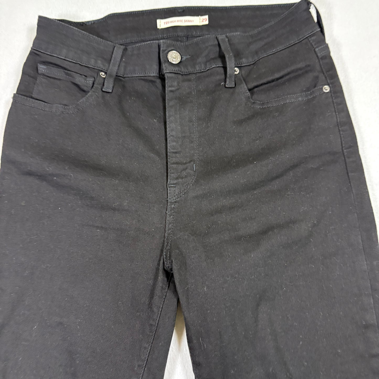 Levi’s Womens 721 High Rise Skinny Jeans 29x28 Black Denim Raw Hem Y2K Grunge