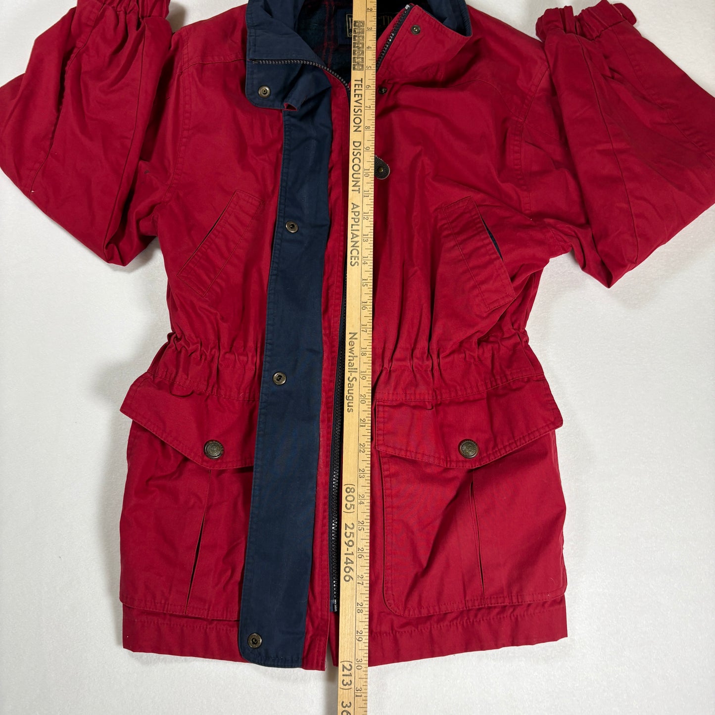 Pacific Trail Jacket Women’s Small Red Outdoor Utility Parka Snap Pockets Vintage