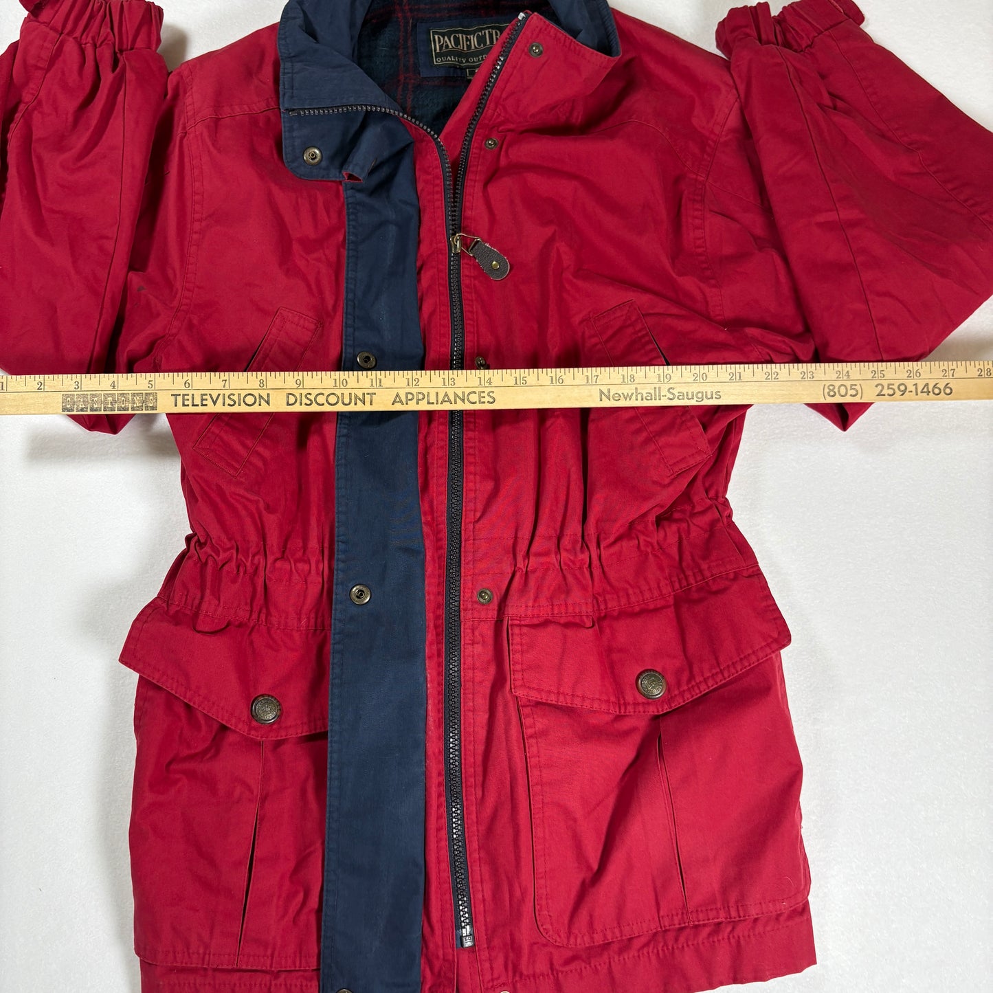Pacific Trail Jacket Women’s Small Red Outdoor Utility Parka Snap Pockets Vintage