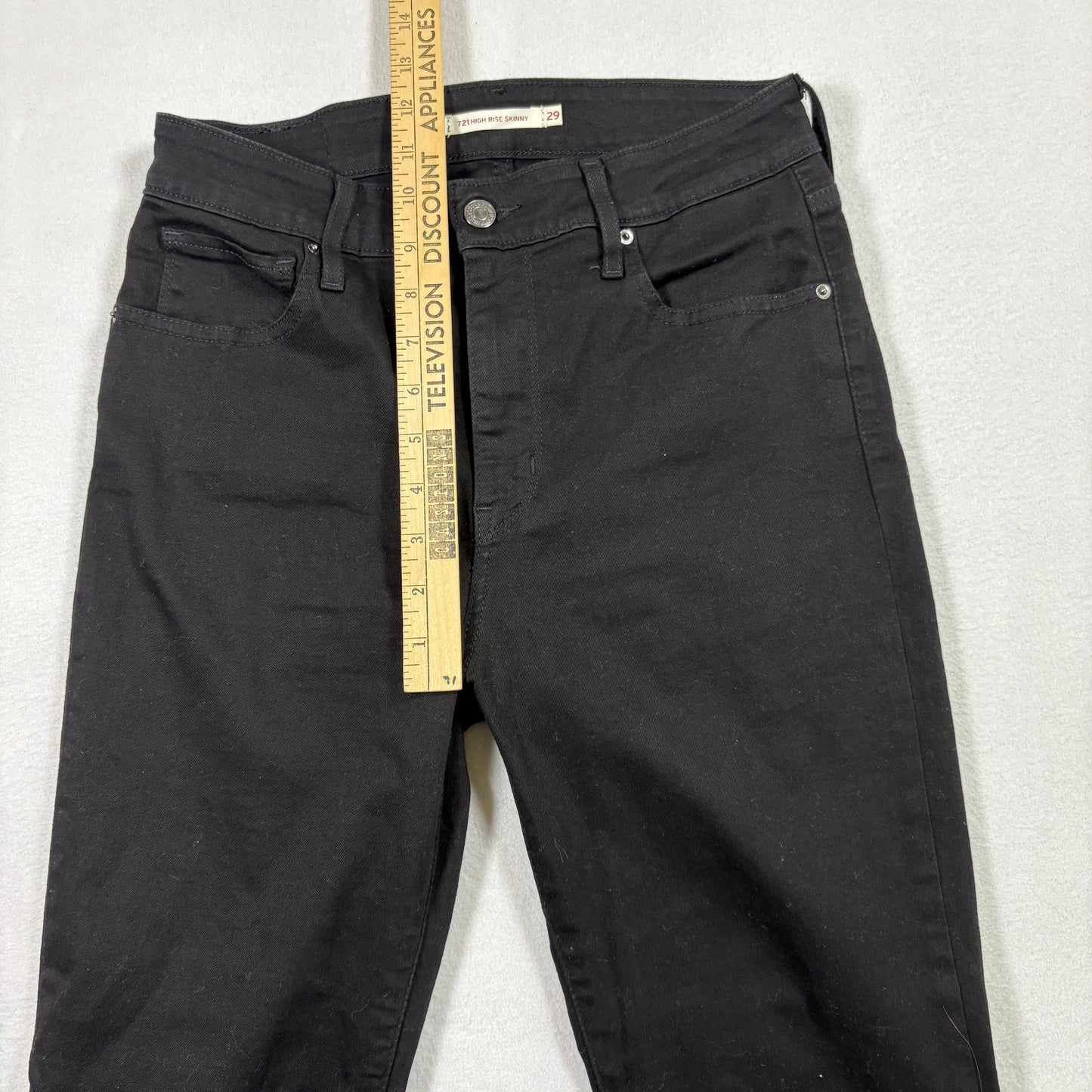 Levi’s Womens 721 High Rise Skinny Jeans 29x28 Black Denim Raw Hem Y2K Grunge