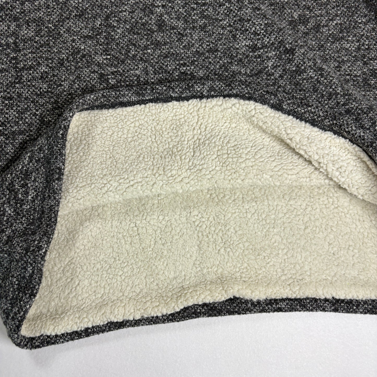 Orvis Men’s XXL Sherpa Fleece Quarter Zip Pullover Gray Black Sweater Jacket