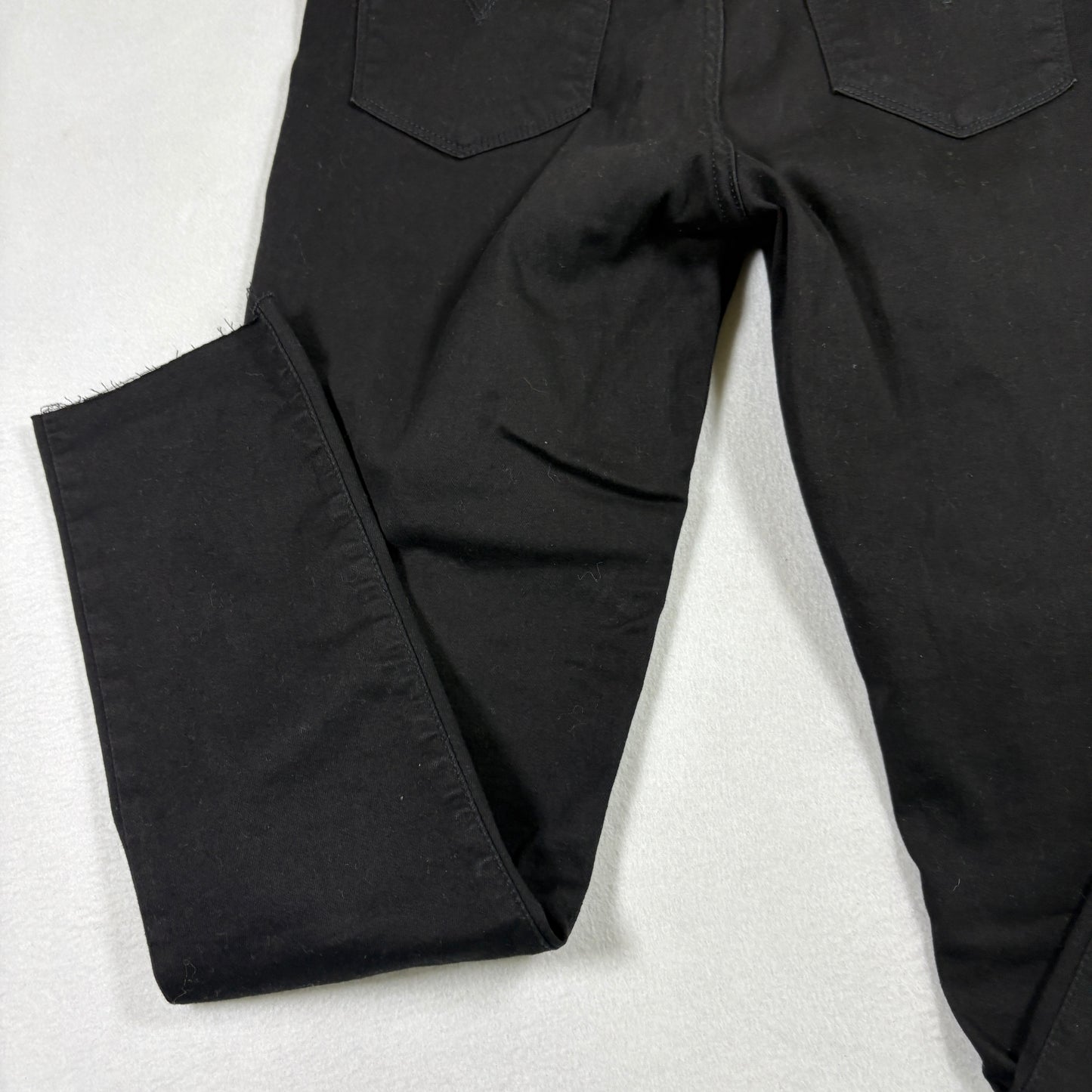 Levi’s Womens 721 High Rise Skinny Jeans 29x28 Black Denim Raw Hem Y2K Grunge