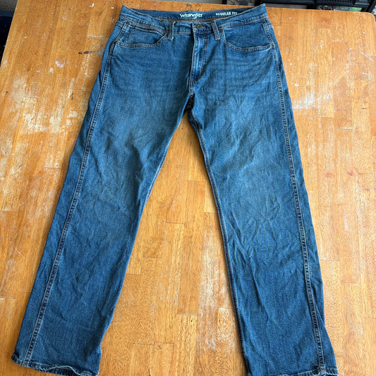 Wrangler Regular Fit Jeans Mens 32x29 Blue Straight Leg Stretch Denim Pants