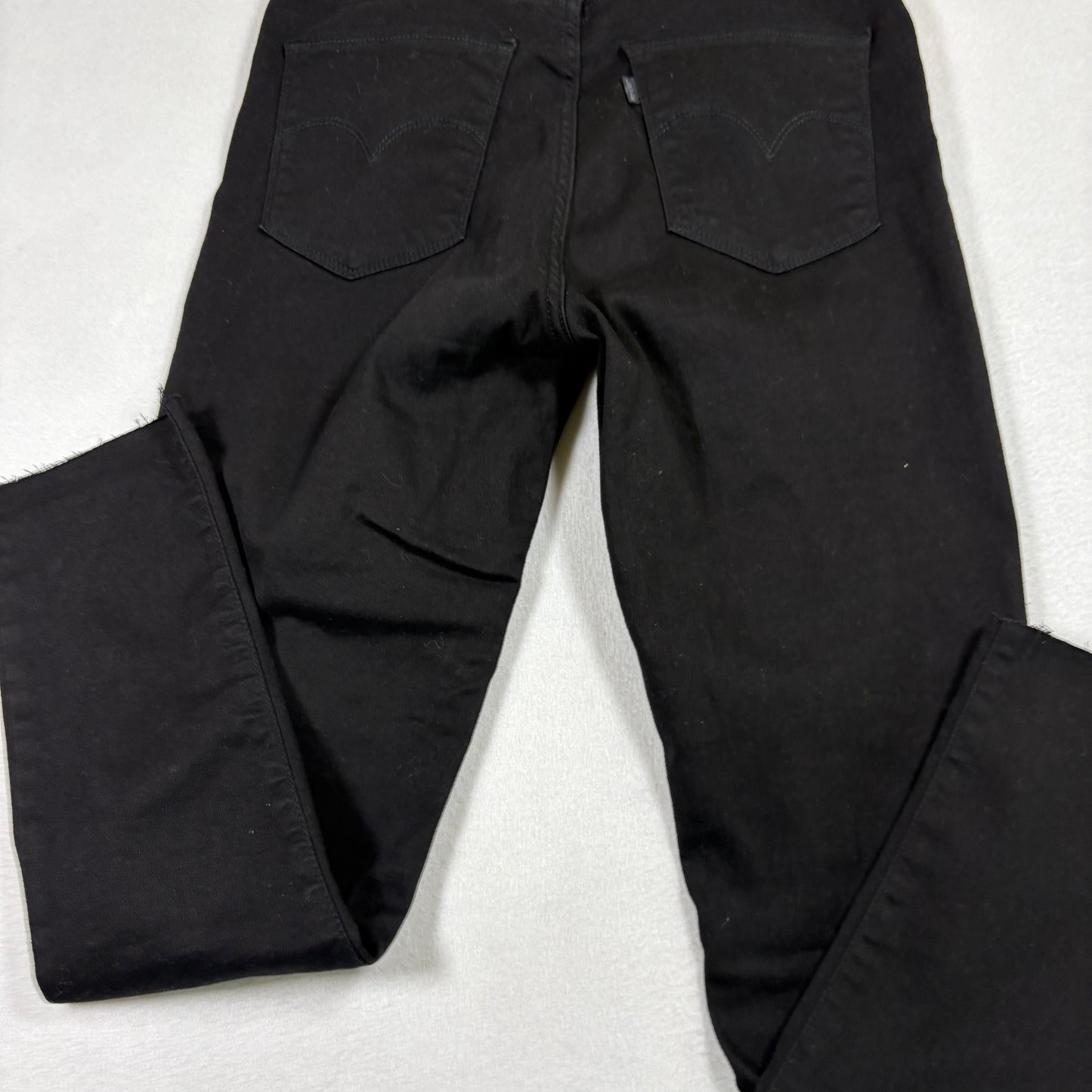 Levi’s Womens 721 High Rise Skinny Jeans 29x28 Black Denim Raw Hem Y2K Grunge