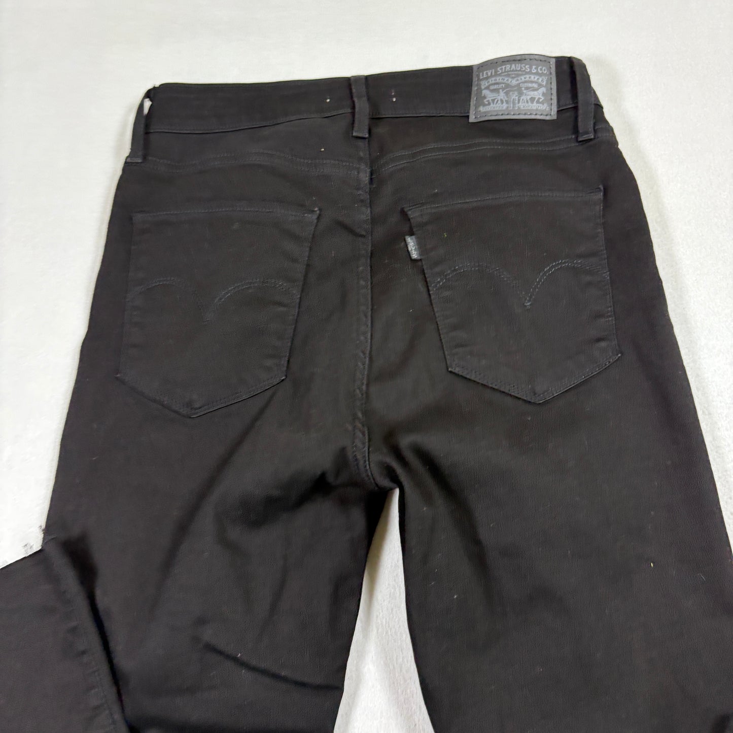 Levi’s Womens 721 High Rise Skinny Jeans 29x28 Black Denim Raw Hem Y2K Grunge