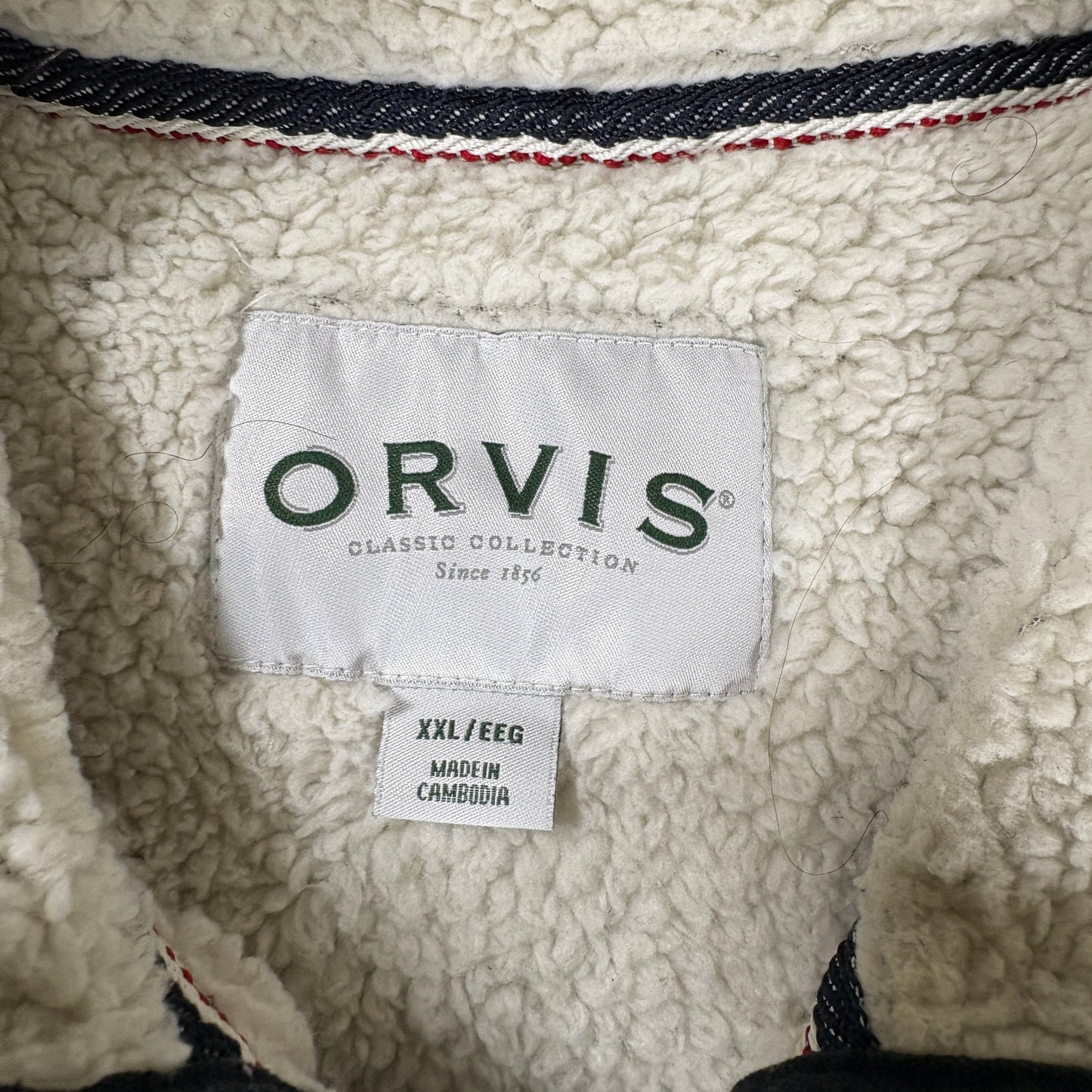 Orvis Men’s XXL Sherpa Fleece Quarter Zip Pullover Gray Black Sweater Jacket
