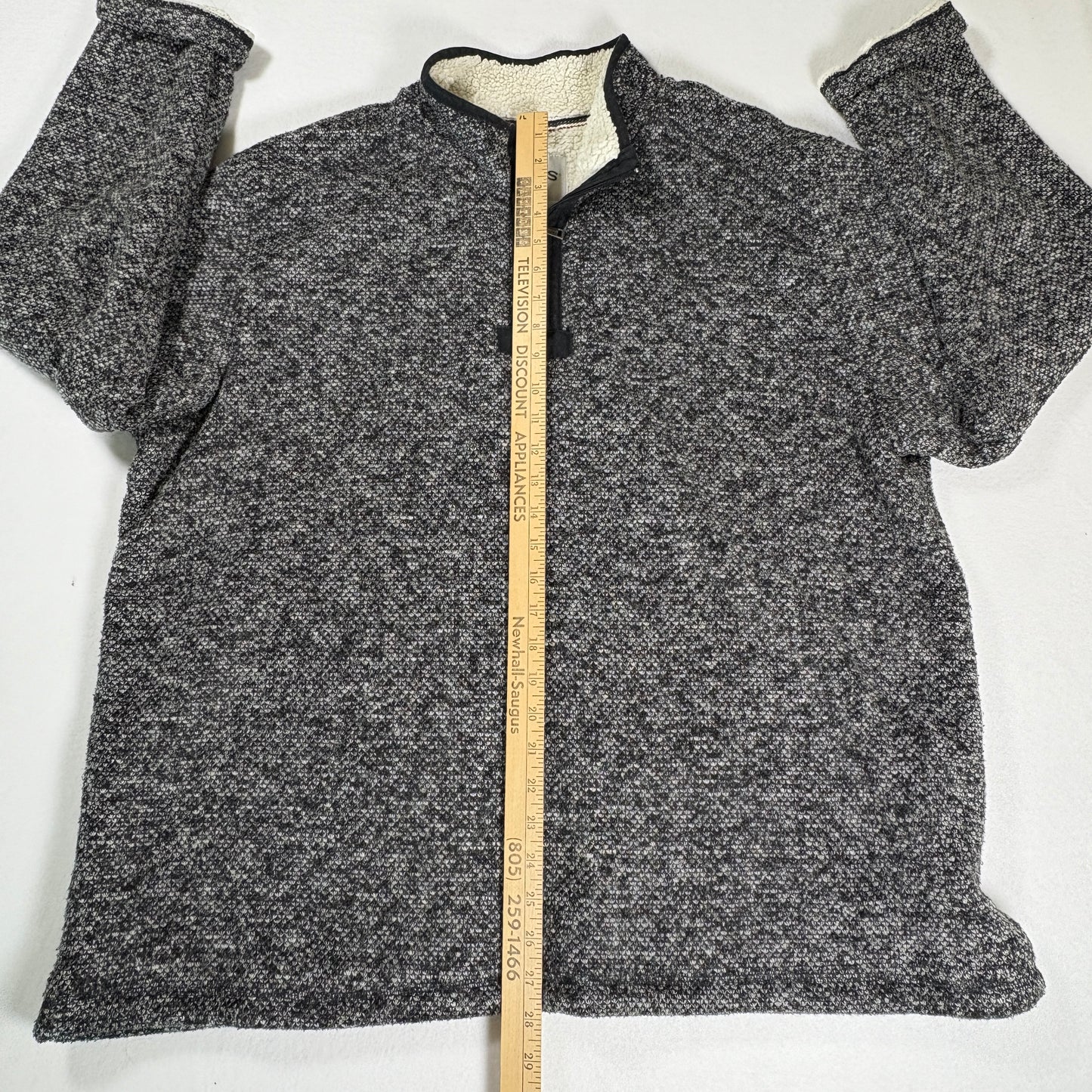 Orvis Men’s XXL Sherpa Fleece Quarter Zip Pullover Gray Black Sweater Jacket