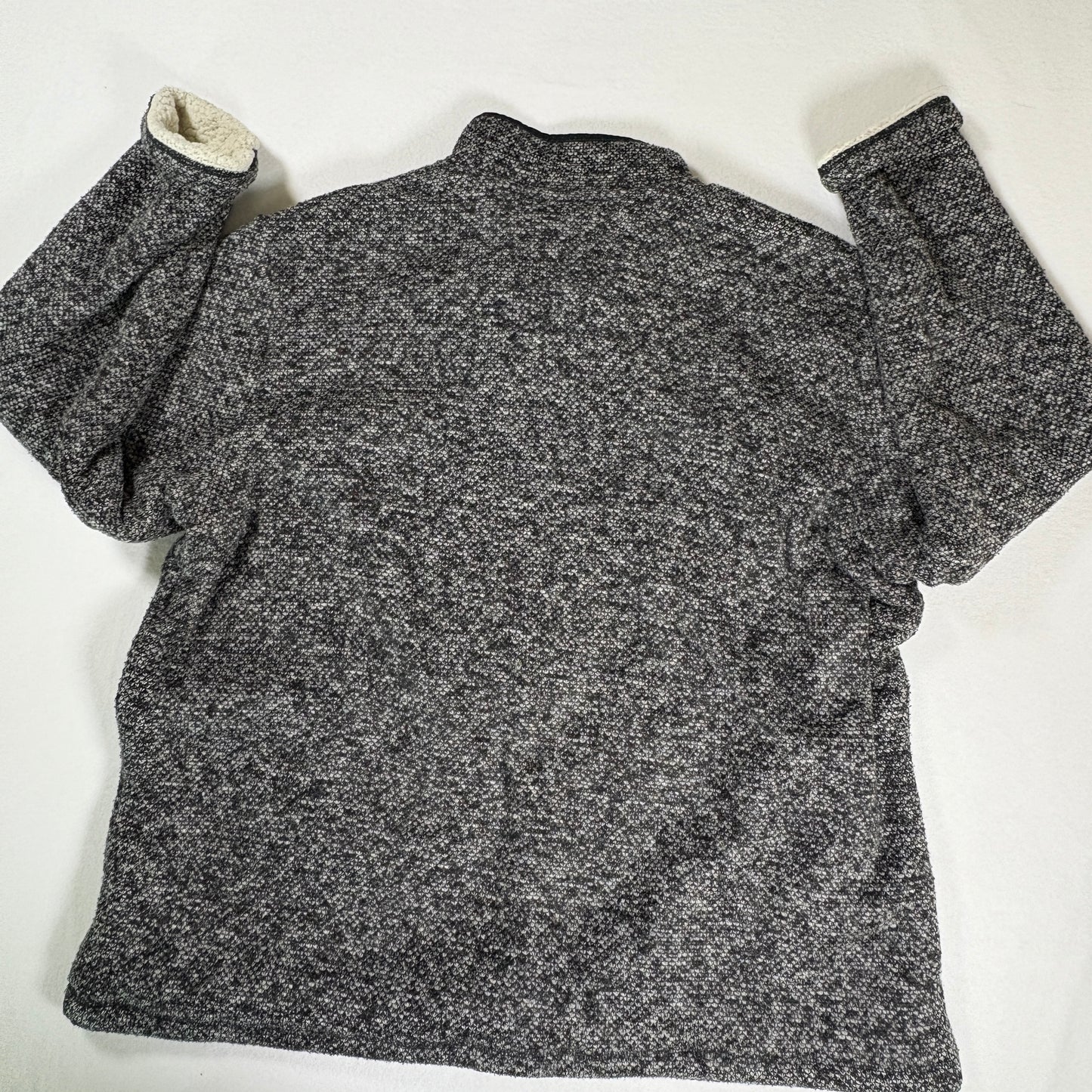 Orvis Men’s XXL Sherpa Fleece Quarter Zip Pullover Gray Black Sweater Jacket